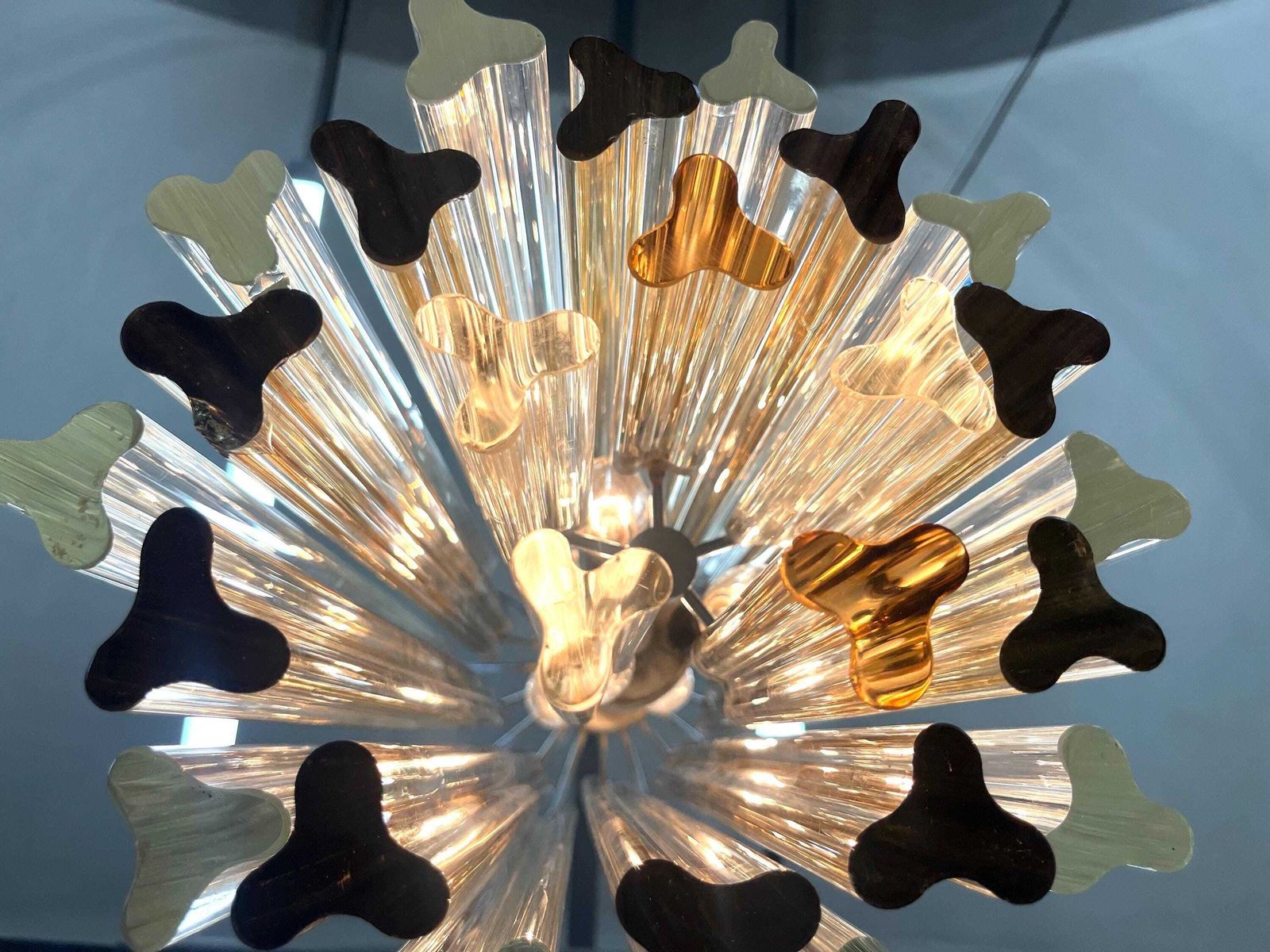 photo for sale Murano Glass Crystal Prism Chandelier From Venini / Original / Made In Italy 1960s / Special Rare Lamp / Chrome Chandelier / Elegant Lamp