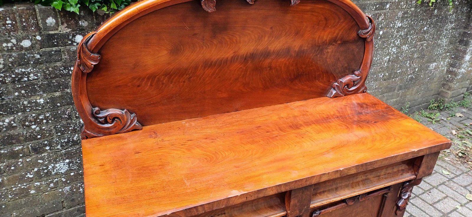 Antique Victorian Mahogany Sideboard Buffet Cabinet | Carved Mirror Back | English 19th Century Furniture photo vinterior