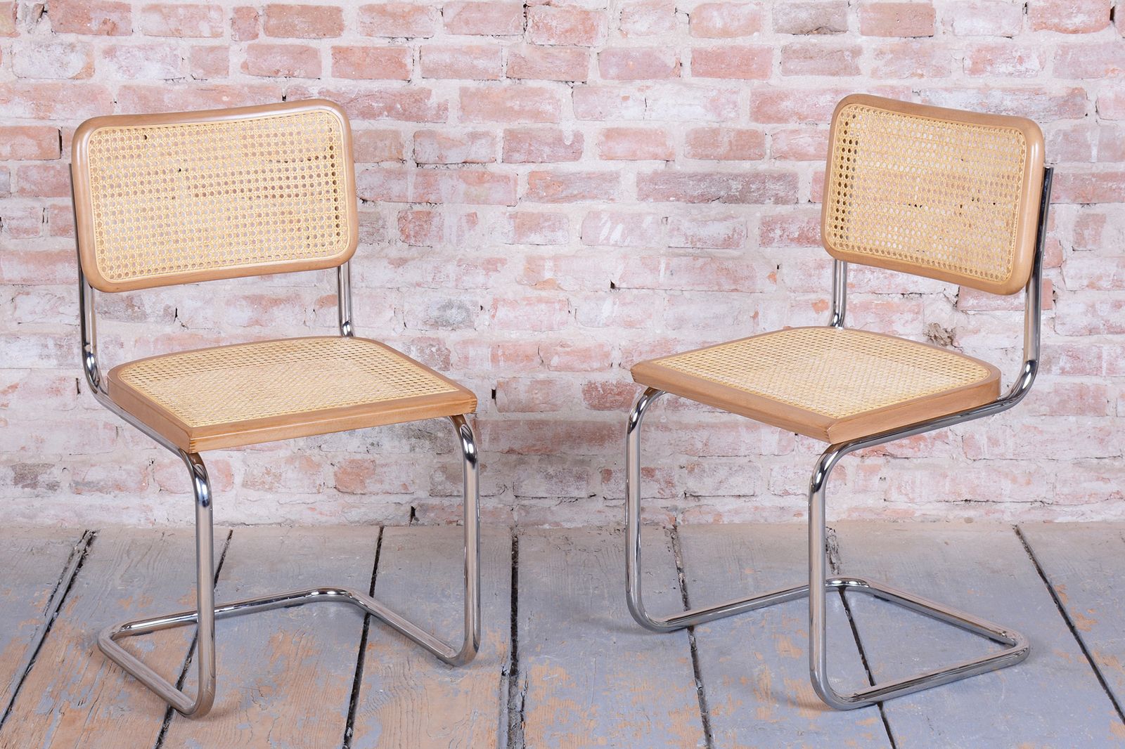 Pair Of Restored Bauhaus Cesca Chairs, By M. Breuer, Chrome, Beech, Italy, 1980s photo furniture