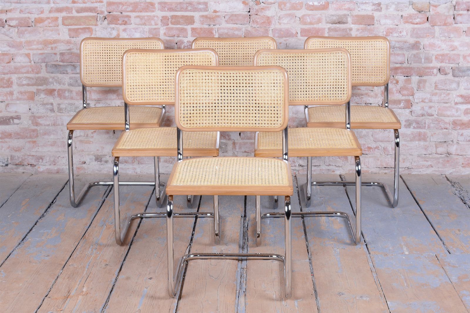 photo buy Set Of Eight Restored Bauhaus Cesca Chairs, By M. Breuer, Chrome, Italy, 1980s