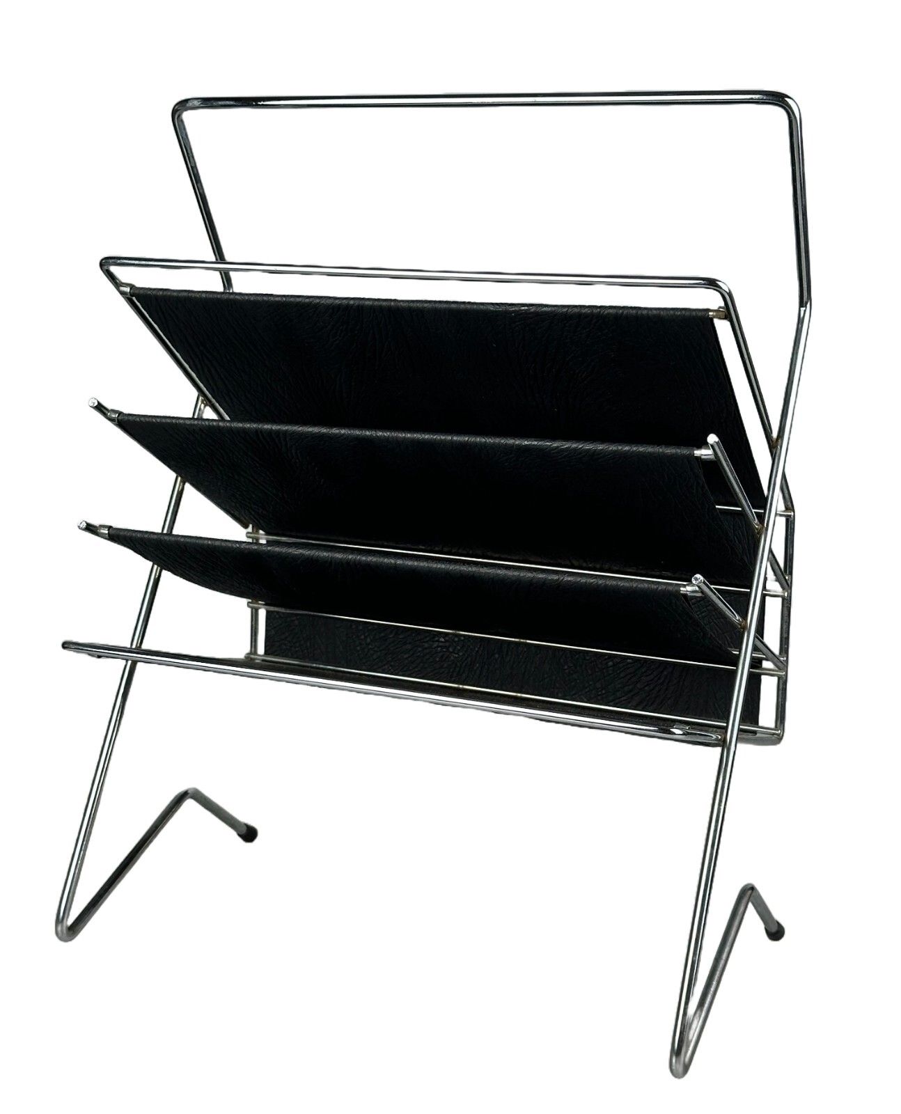 60s 70s Newspaper Holder Magazine Rack Metal Plastic Space Age