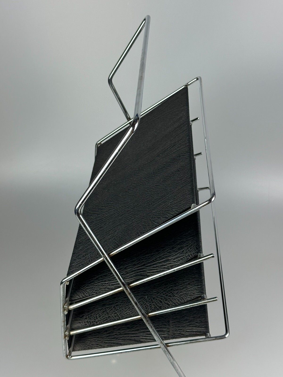60s 70s Newspaper Holder Magazine Rack Metal Plastic Space Age photo vintage