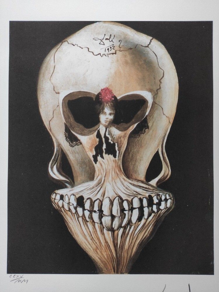 Salvador Dali Signed Lithograph  Ballerina In A Death's Head, 1939 photo furniture