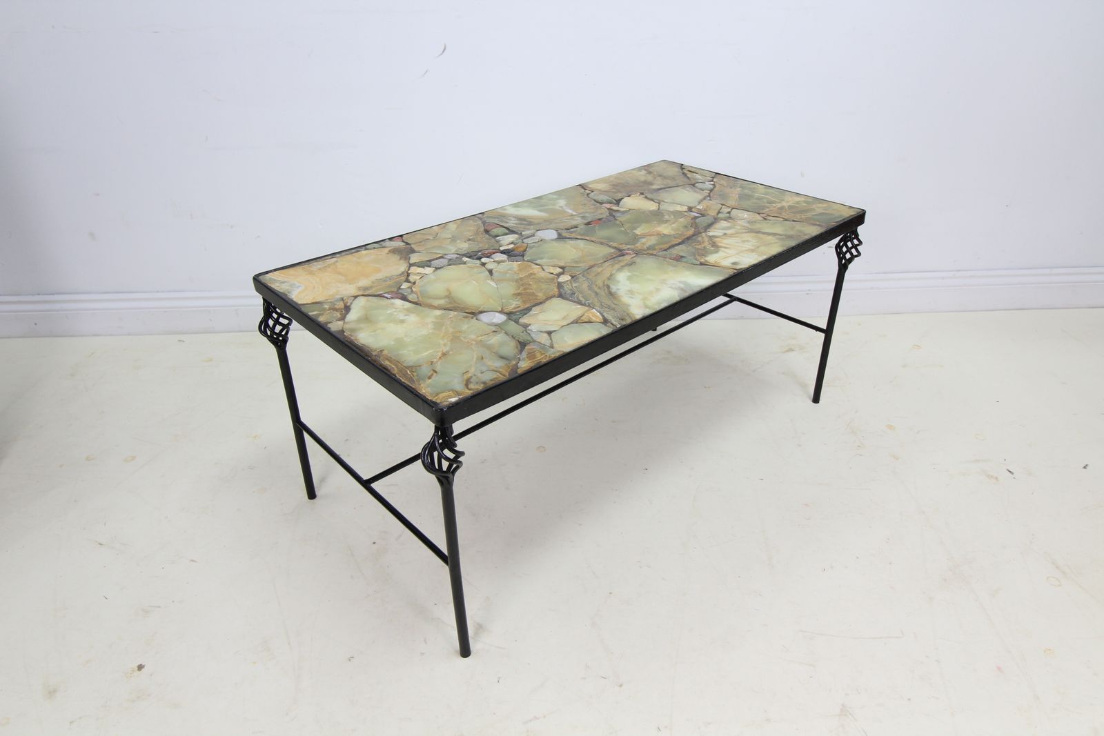 Attractive Stone Top Coffee Table On Metal Feet   Unusual photo for sale