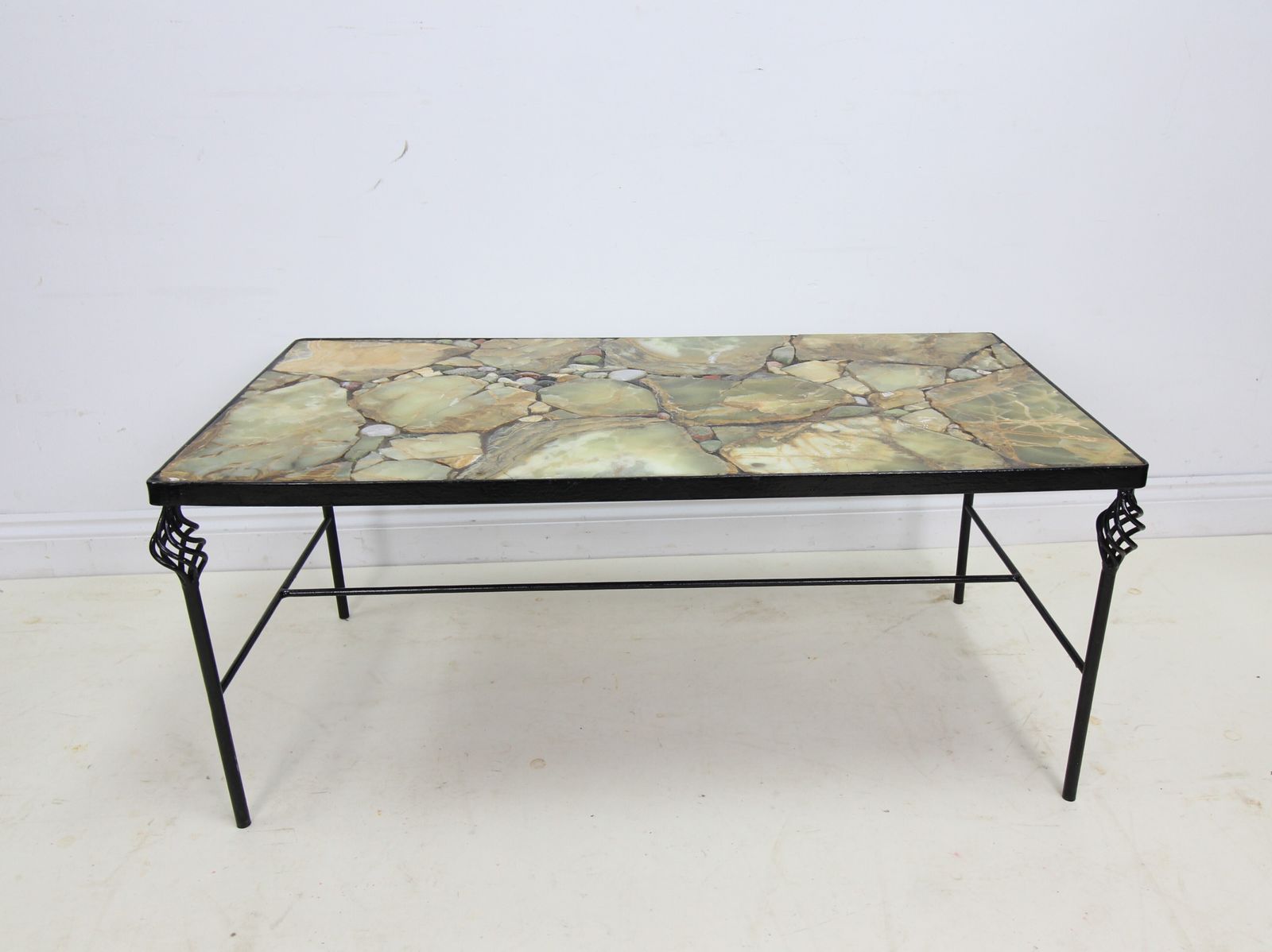 Attractive Stone Top Coffee Table On Metal Feet   Unusual photo buy