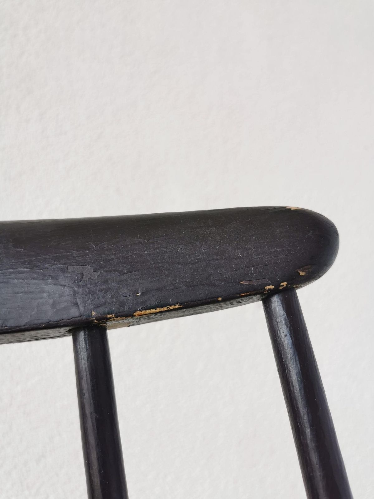 photo furniture Vintage Wooden Black Dining Chair In Ilmari Tapiovaara Style / Stol Kamnik 1960s / Mid Century Black Dine Chair / Scandinavian Design