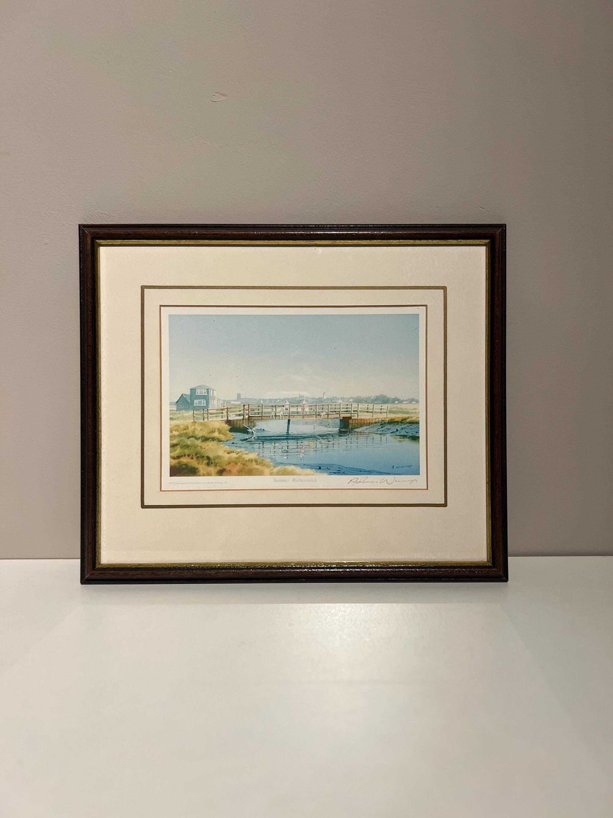 Signed Print “Summer Walberswick” By Adrian Wincup – Coastal Watercolour Scene photo furniture