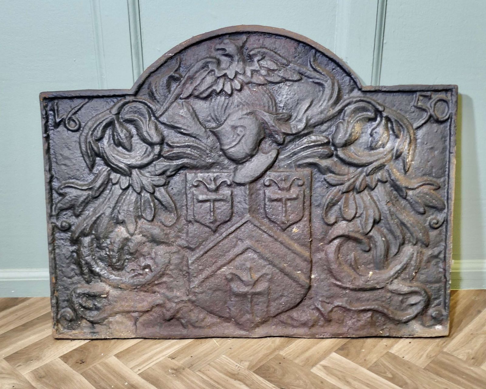 French Arch Top Fire Back. Armour And Eagle photo furniture