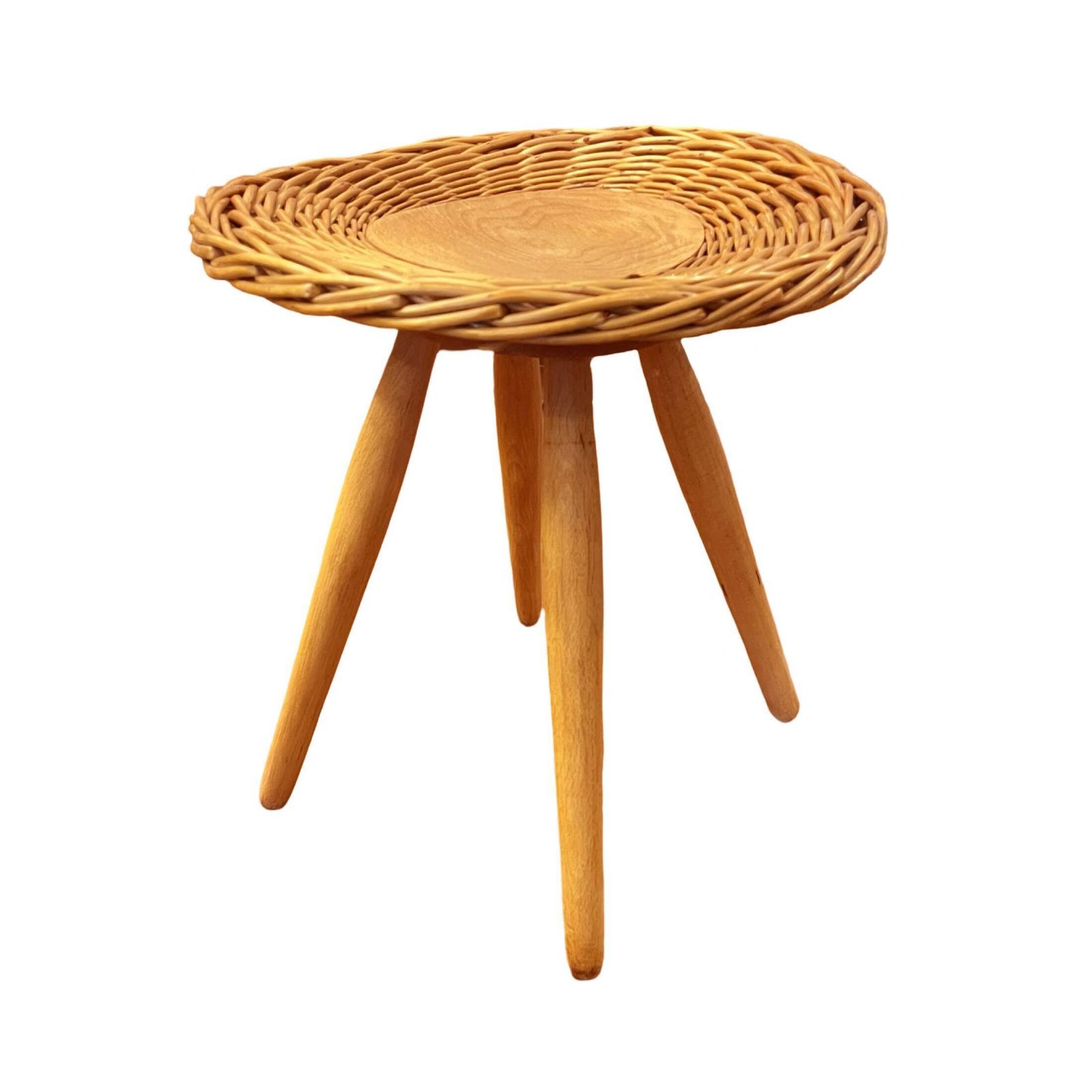 Rattan Stool Designed By J. Kalous, úluv, Czechoslovakia, 1960s photo for sale
