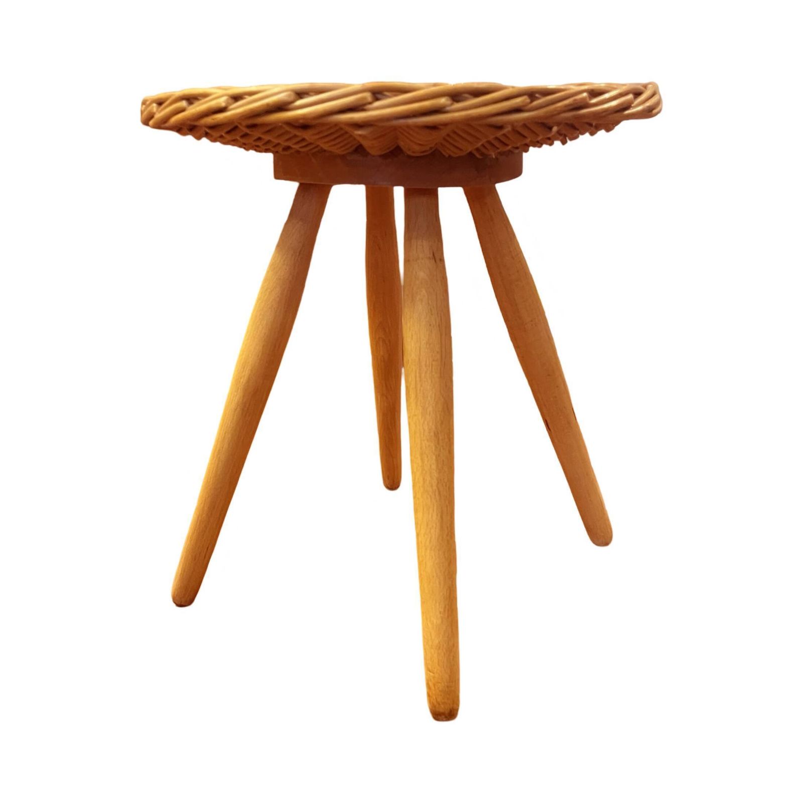 Rattan Stool Designed By J. Kalous, úluv, Czechoslovakia, 1960s photo Furniture