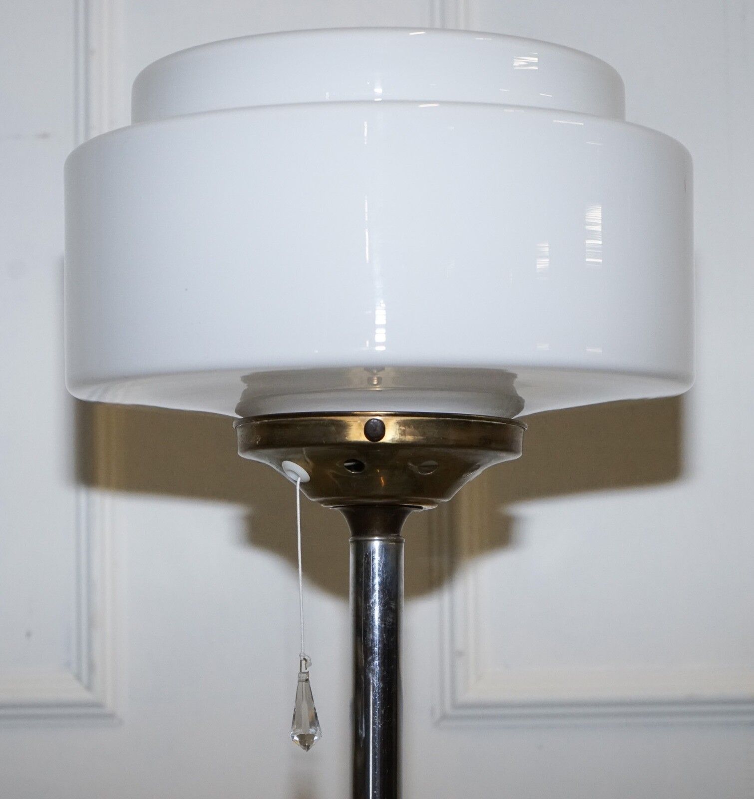 Circa 1930's Art Deco Floor Lamp With White Glass Shade photo 750.0