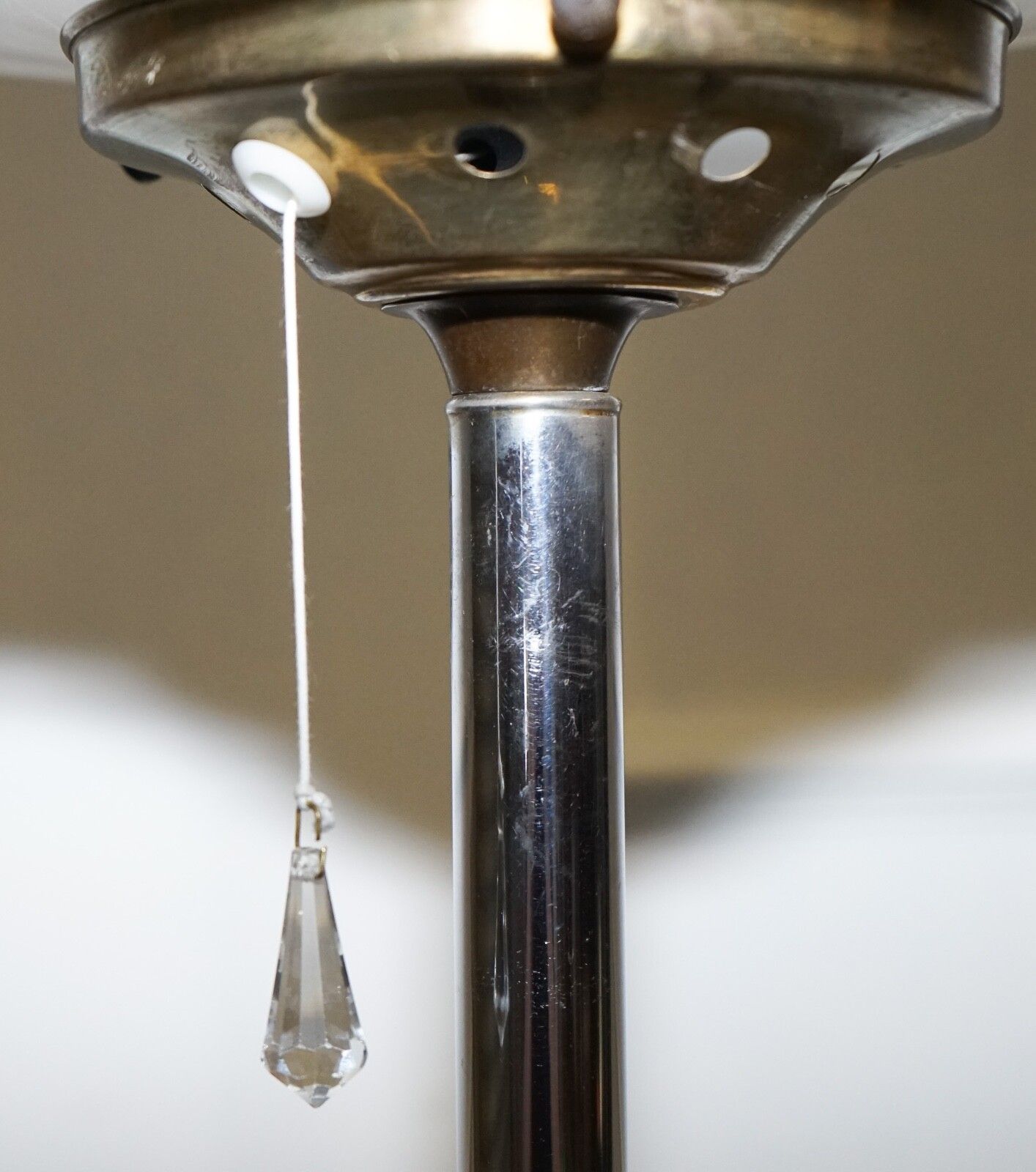 photo for sale Circa 1930's Art Deco Floor Lamp With White Glass Shade
