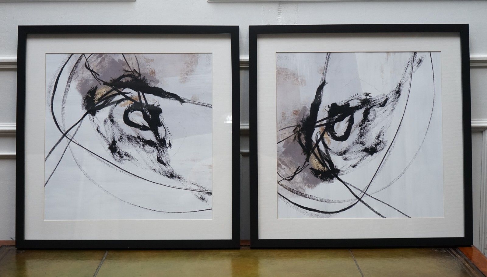 Pair Of Modern Art Charcoal Style Wall Paintings  Black Frame 2/2 photo furniture