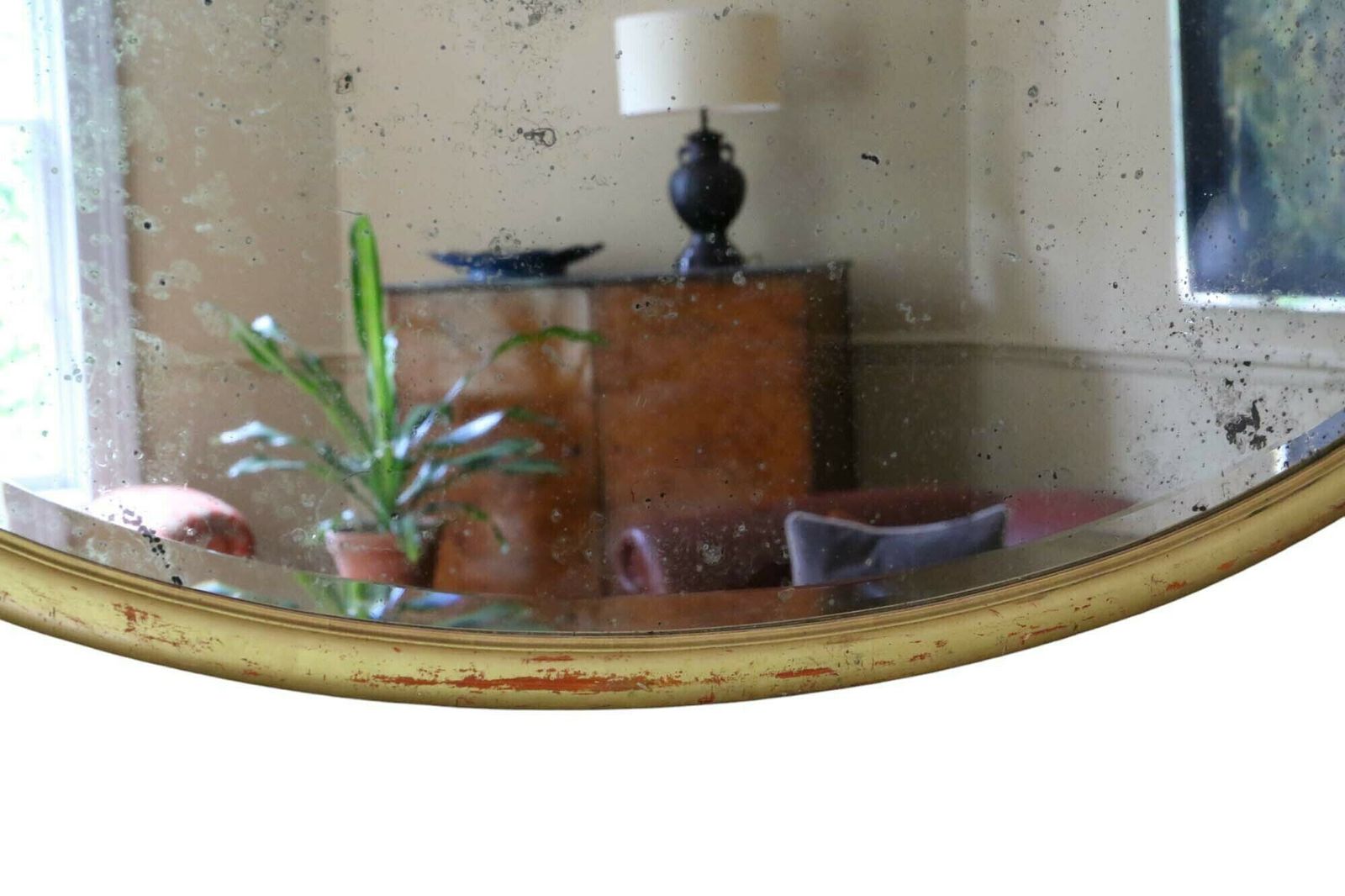 Antique Large Oval Gilt Overmantle Wall Mirror C1900 – High Quality Simple Design photo for sale