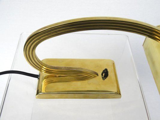 photo vinterior Elegant Art Deco Piano Lamp In Polished Brass, 1920s