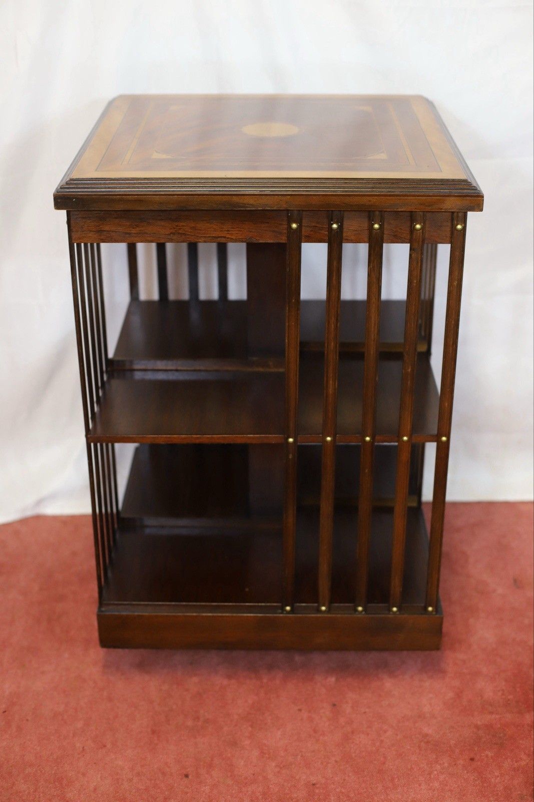 Lovely Edwardian Mahogany Inlaid Revolving Bookcase photo for sale
