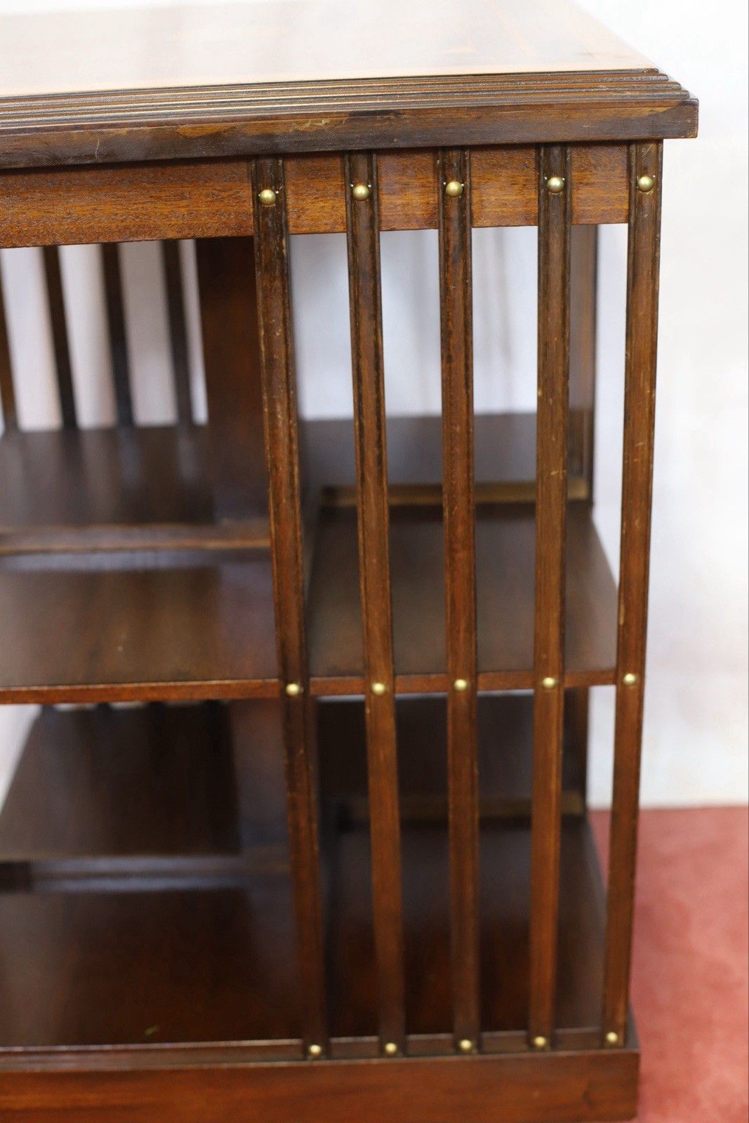 Furniture Lovely Edwardian Mahogany Inlaid Revolving Bookcase photo