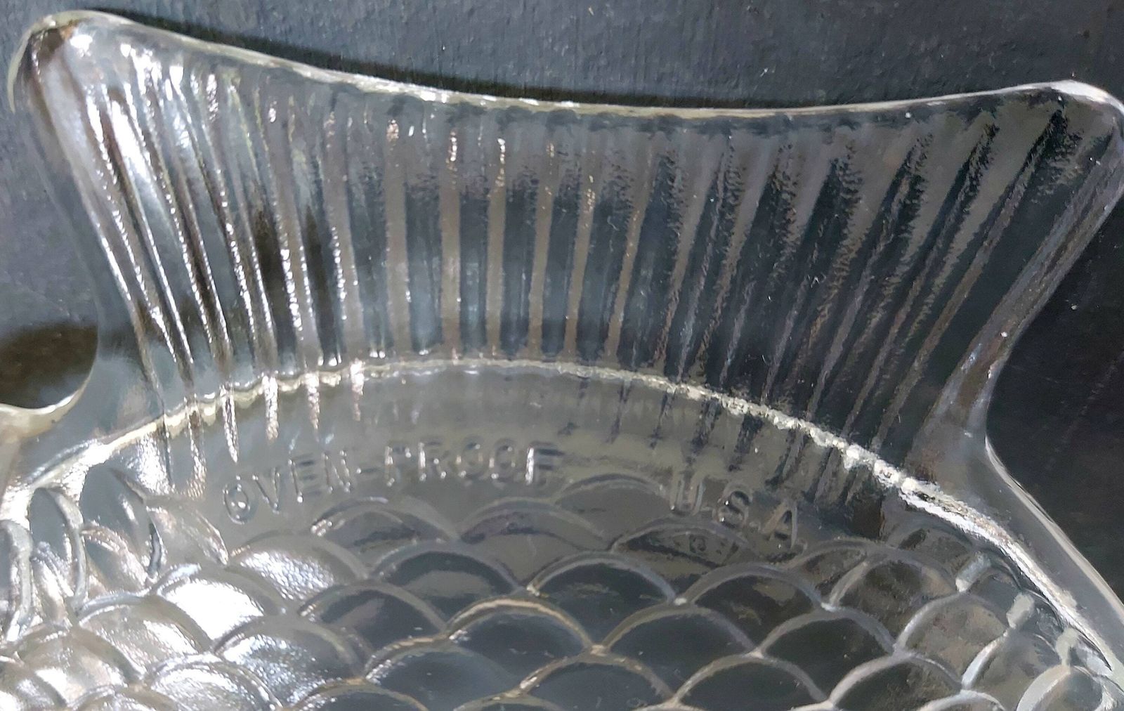 Vintage Glass Fish Plates Set, 6 + 1, Platter And Dinner Plates, Made In USA, Ovenproof, 1970s photo buy