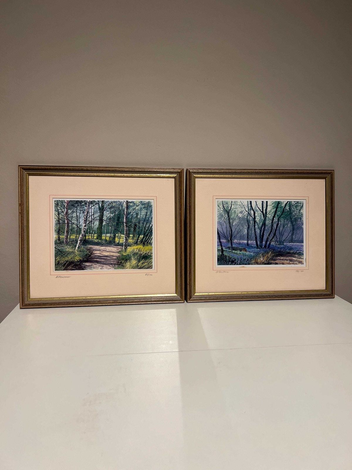 Set Of 2 Signed Limited Edition Brian Fensome Prints – Waresley Wood & Gamlingay Wood photo furniture