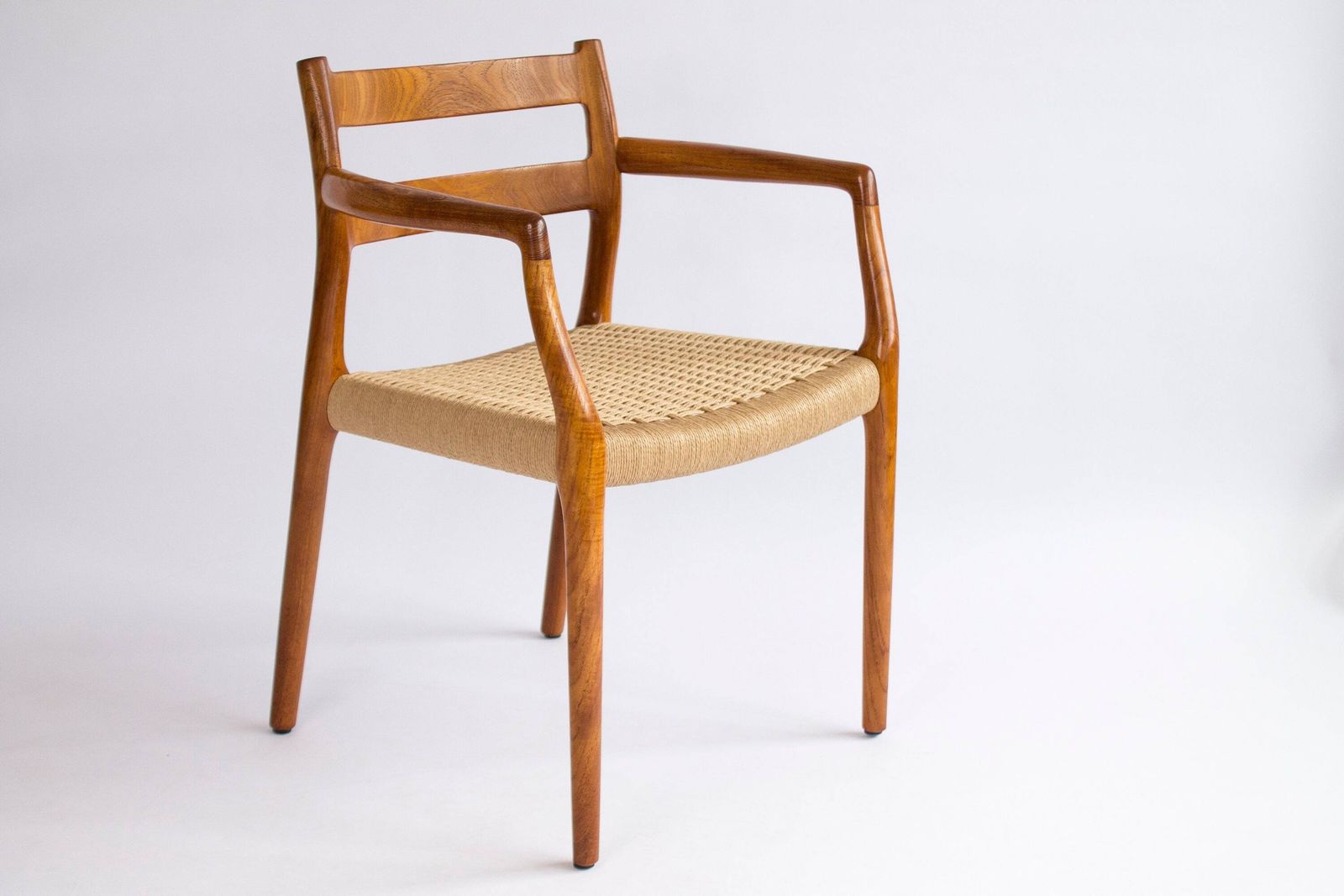 1 Of 2 Niels Moller Model 67 Armchair, 1976 – Restored Teak & Danish Cord Weaving photo for sale