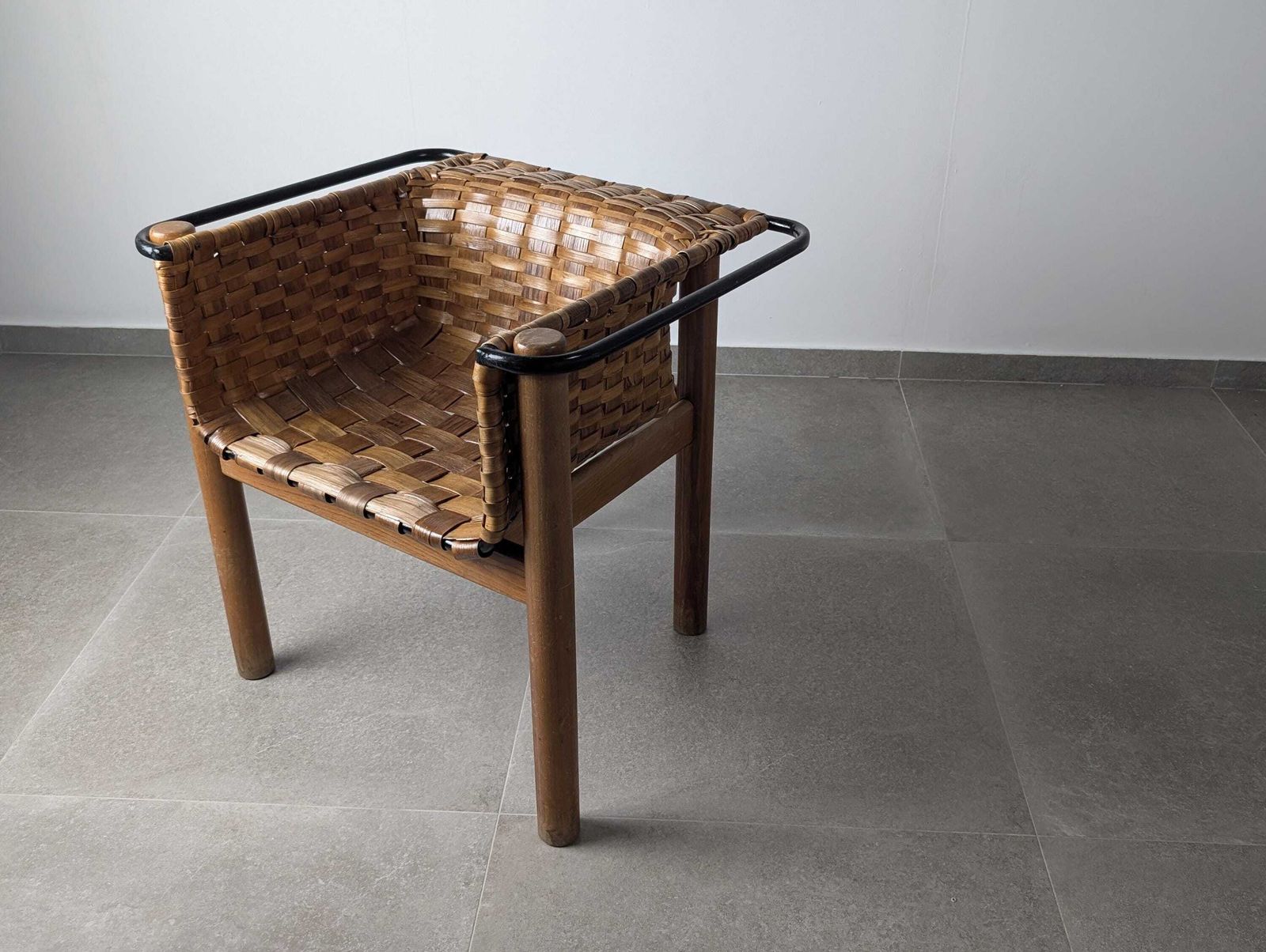 Handcrafted Braided Chestnut Chair, National Crafts Award, Spain, 1980s photo vinterior
