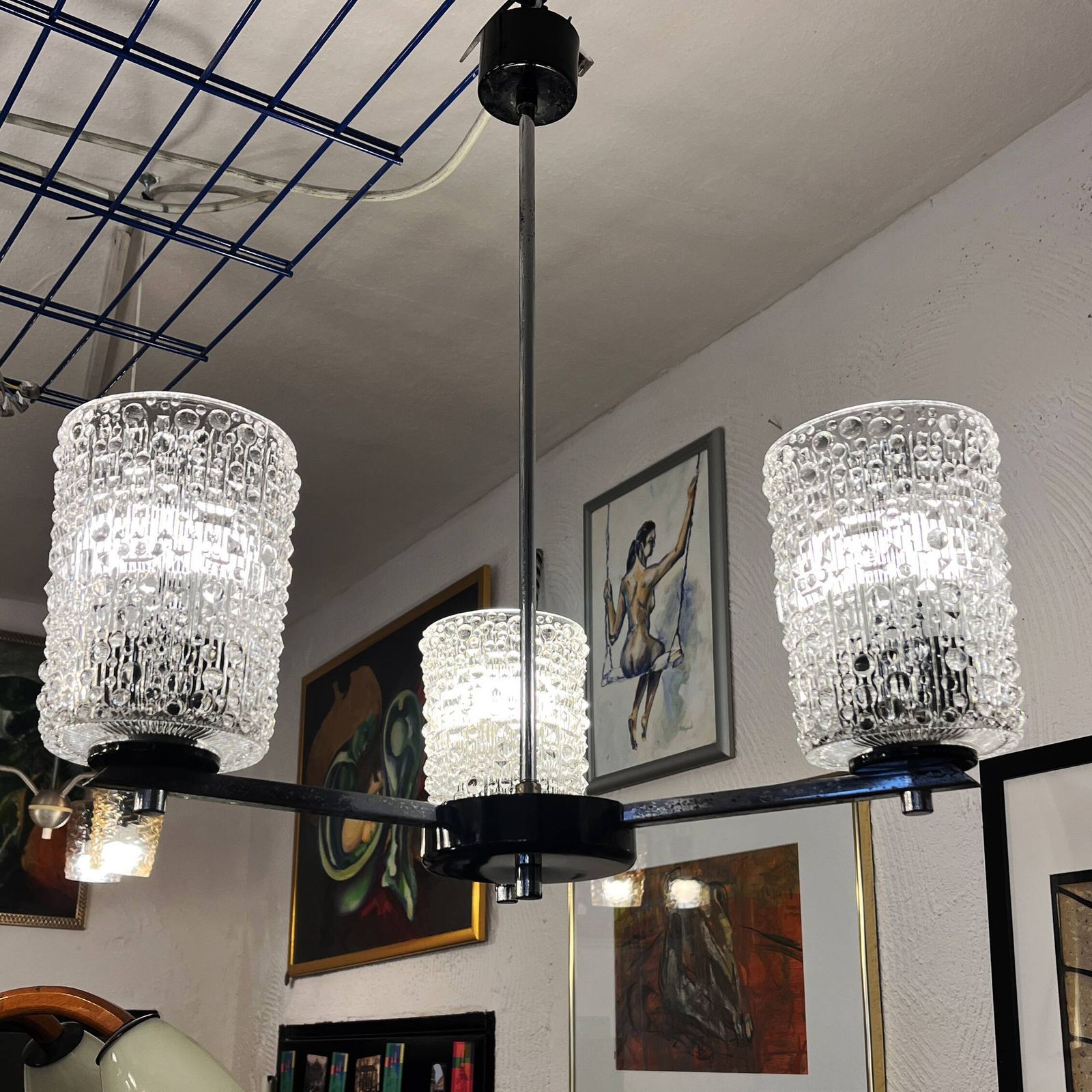 Chandelier, Lidokov Type V167 1268, Czechoslovakia, 1970s photo for sale