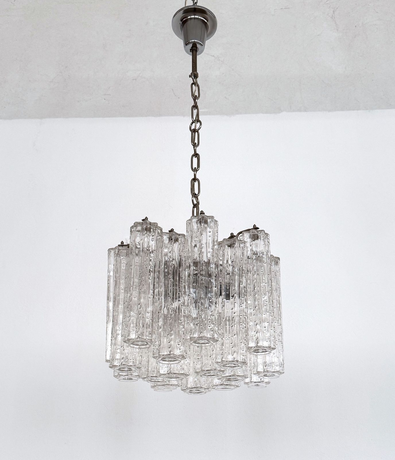 Italian Midcentury Murano Glass Chandelier With 24 Glass Tubes, 1960s photo 1380.0
