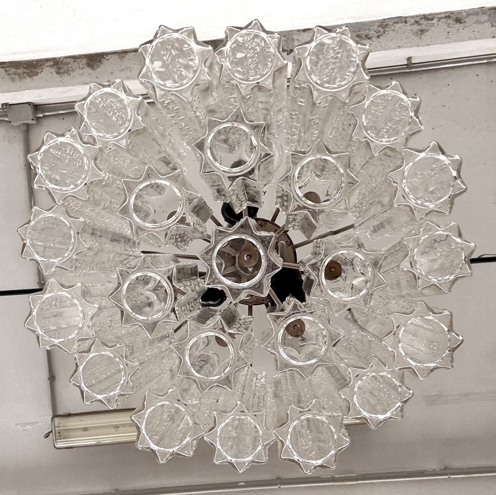 Italian Midcentury Murano Glass Chandelier With 24 Glass Tubes, 1960s photo buy