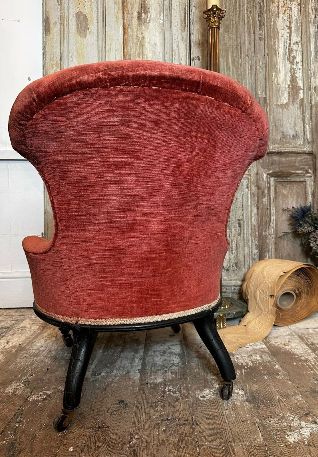 Antique Petite English Victorian Nursing Chair W/ Button Back Upholstery photo furniture