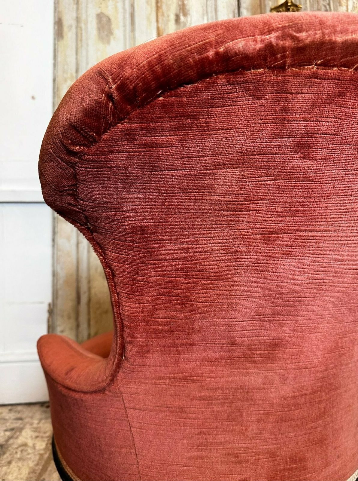 Antique Petite English Victorian Nursing Chair W/ Button Back Upholstery photo buy