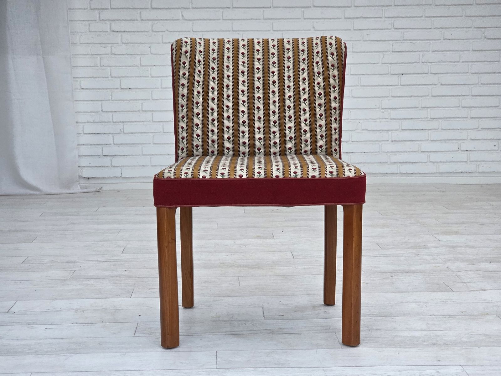 1960s, Set Of 2 Danish Easy Chairs, Traditional Danish Woven Wool Fabric, Ash Wood Legs. photo 690.0