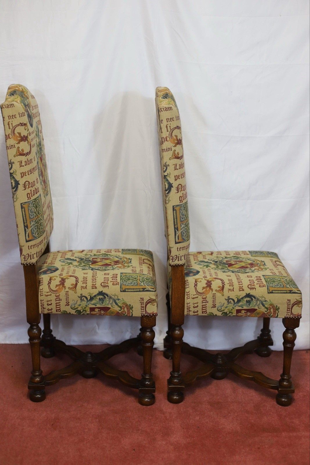 Furniture Taylor&Co Stunning Set Of Eight Oak Upholstered Dining Chairs photo