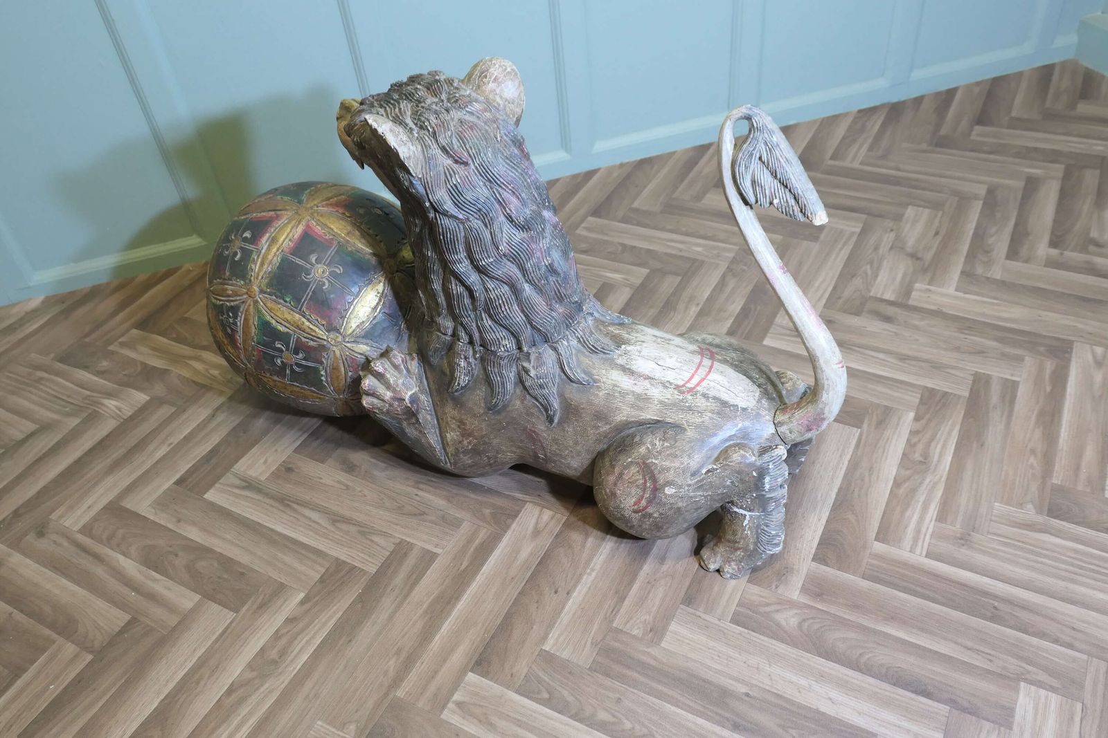 Large Carved And Painted Temple Lion, Pixiu Or Foo Dog photo buy