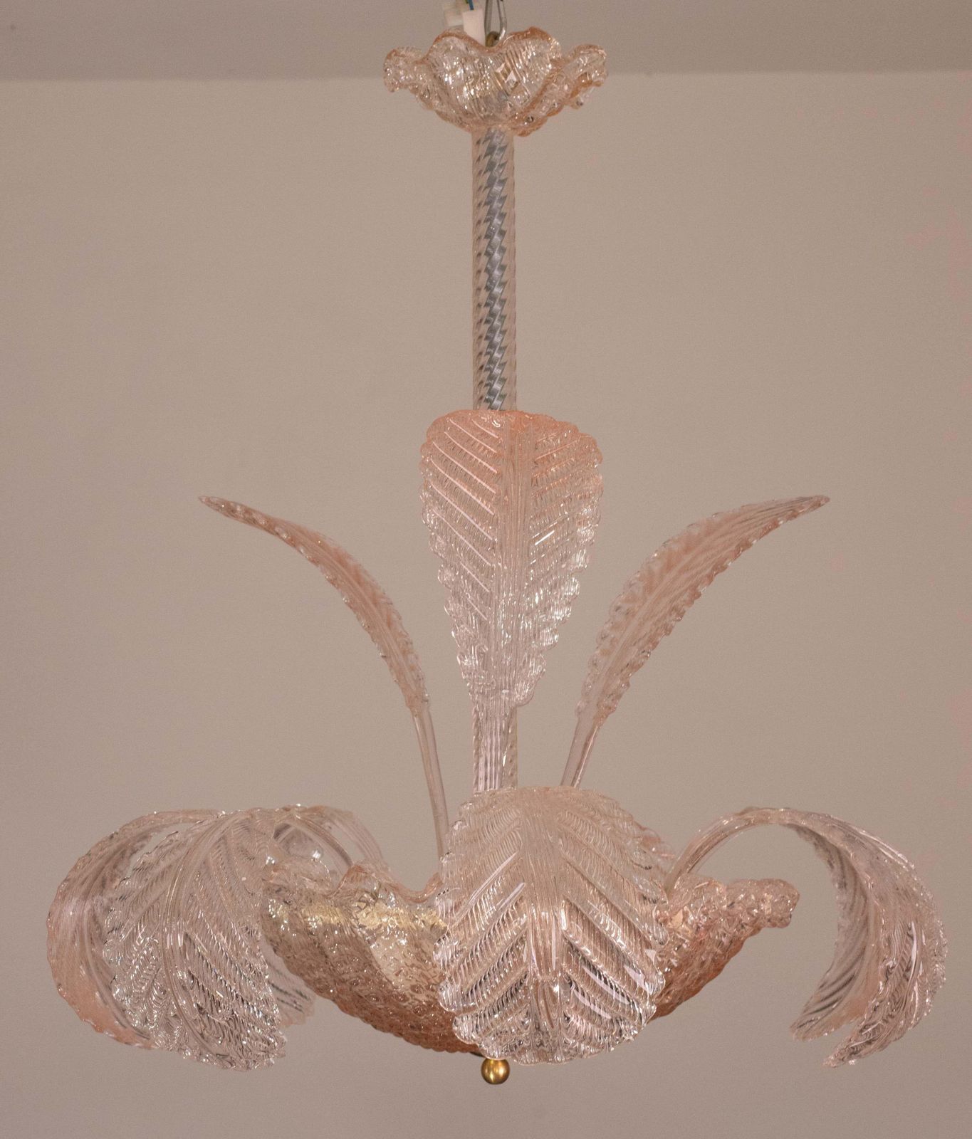 photo furniture Pink Art Decò Barovier E Toso Chandelier, Murano Glass, 1950s