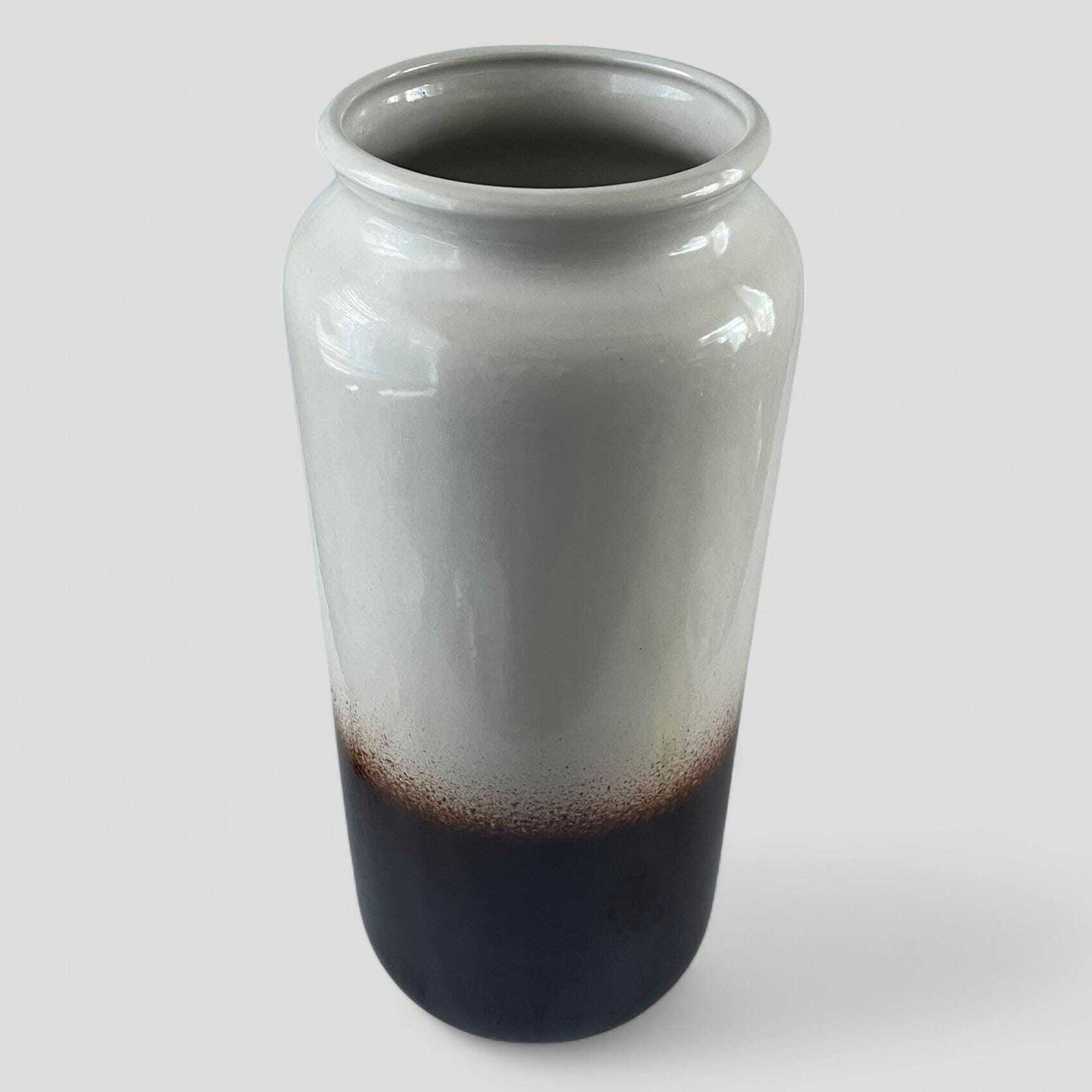 Large Mid Century Bay Keramik White & Brown Glazed Ceramic Fat Lava West Germany Pottery Floor Vase