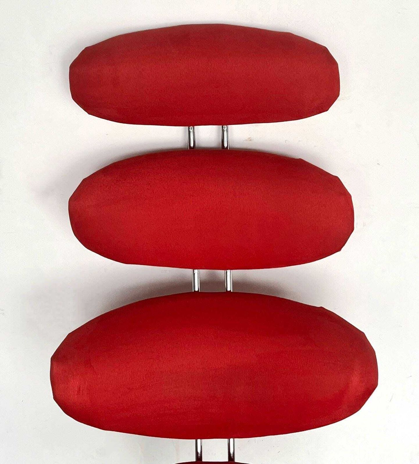 Mid Century Paul Volther Style Chrome And Red Fabric Swivel Chair / Lounge Chair photo 330.0