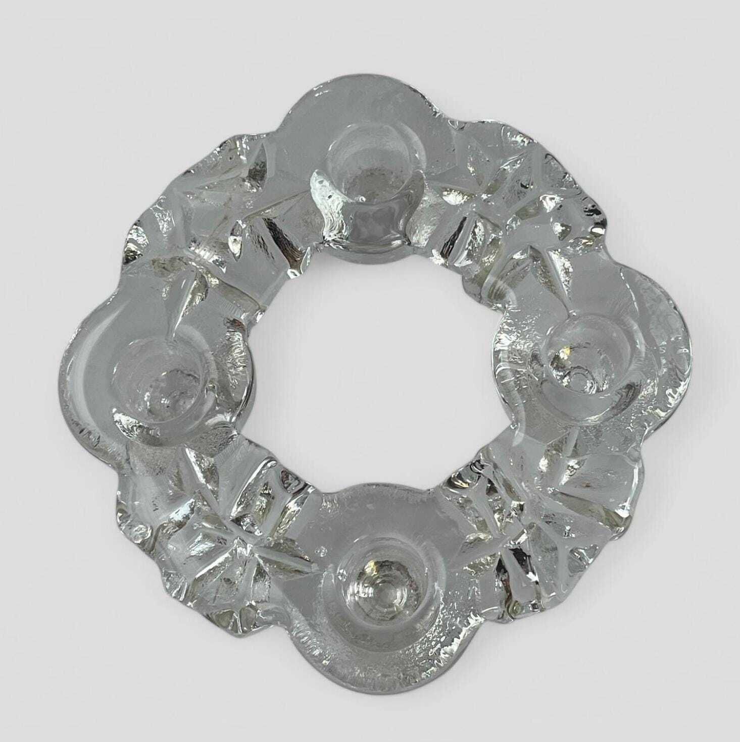 Mid Century Crystal Glass Candle Holder By Pukeberg Sweden photo 77.0