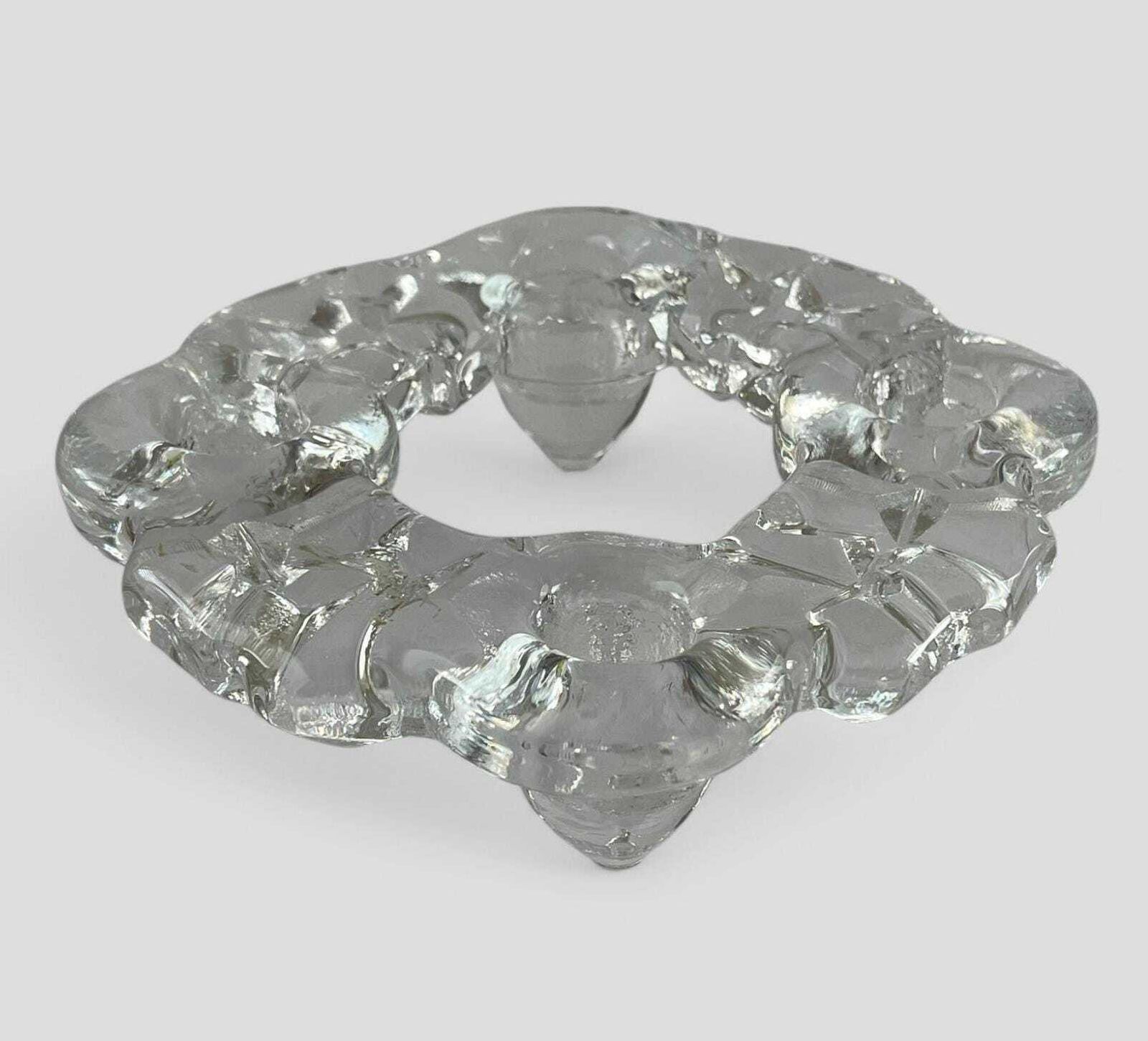 Mid Century Crystal Glass Candle Holder By Pukeberg Sweden photo vinterior