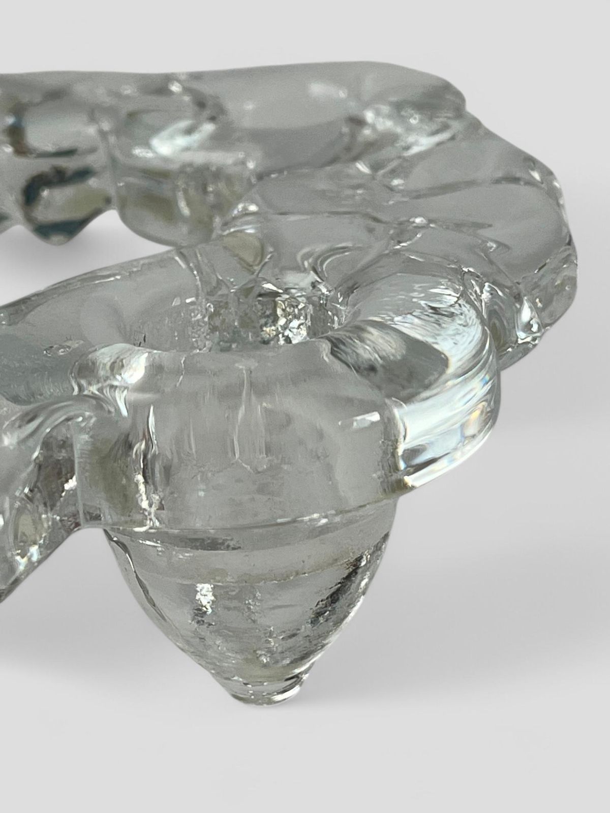 Mid Century Crystal Glass Candle Holder By Pukeberg Sweden photo vintage