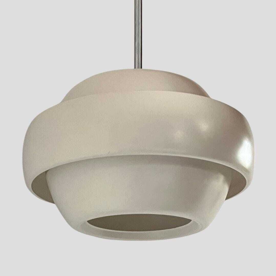 Mid Century Modern Danish White Metal Ceiling Pendant Light 'Viva' By Herstal Denmark