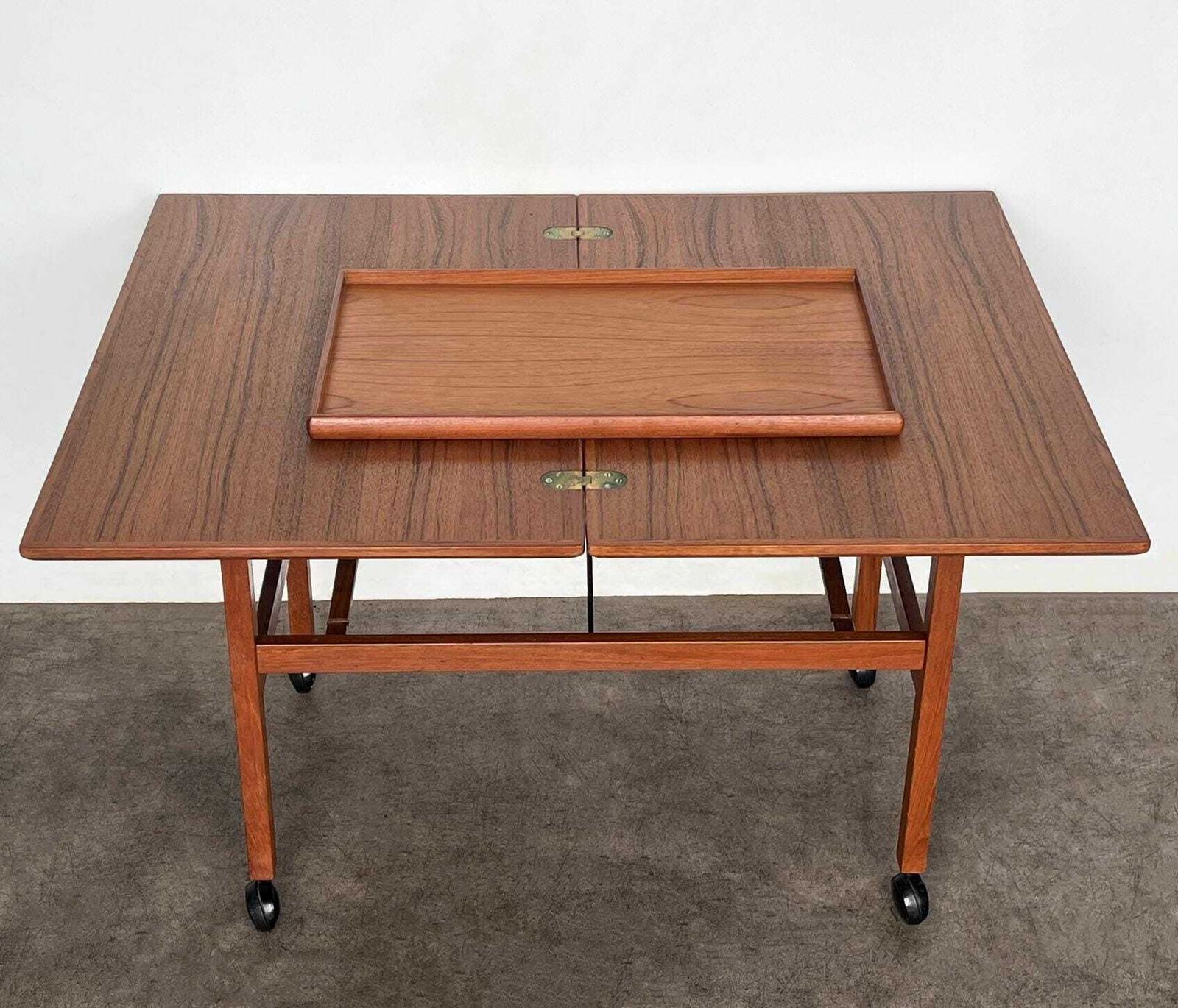 Rare Mid Century Danish Teak Bar Trolley By Andreas Hansen For Arrebo Mobler photo for sale