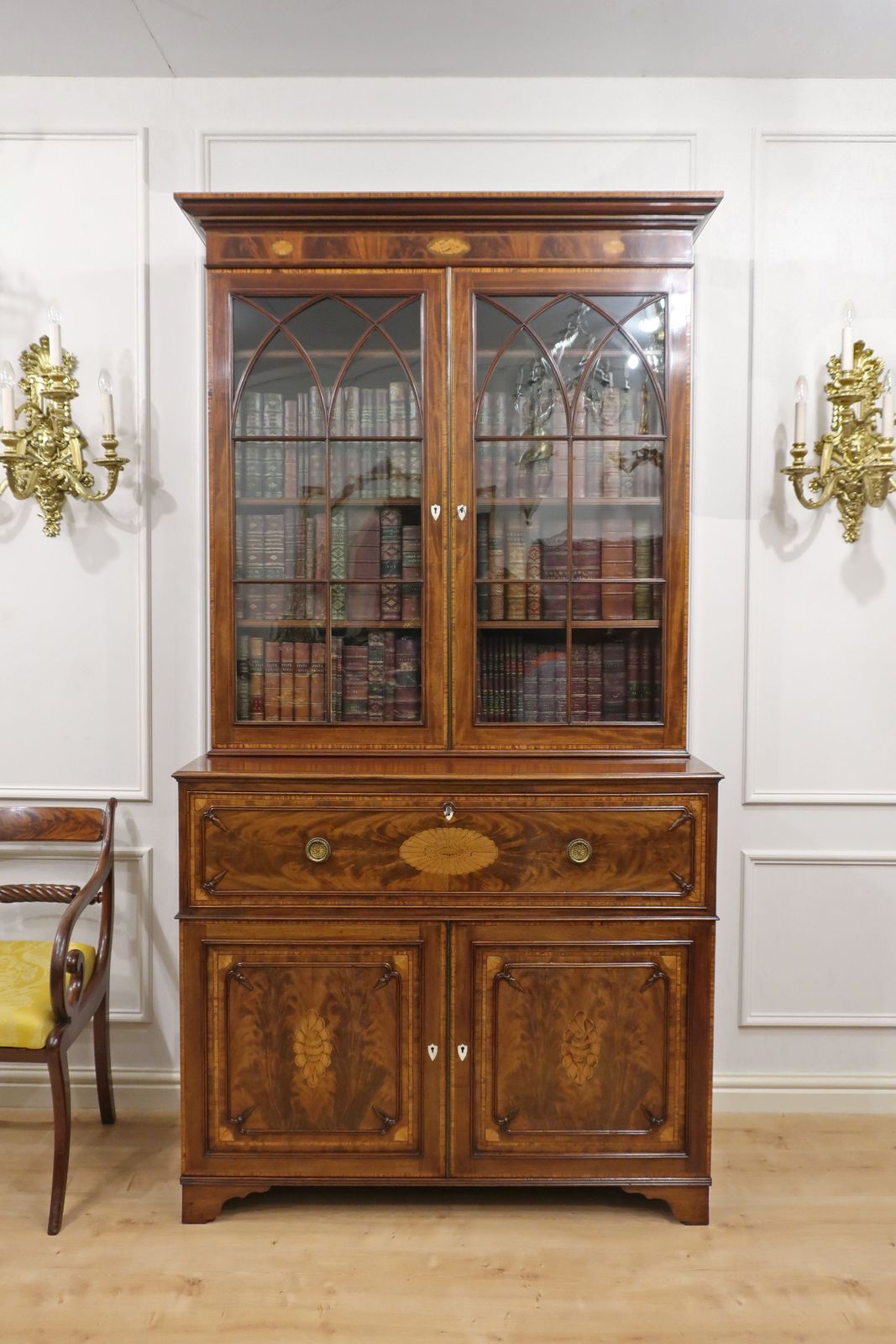 Georgian Mahogany Secretaire Bookcase Attributed To Gillows