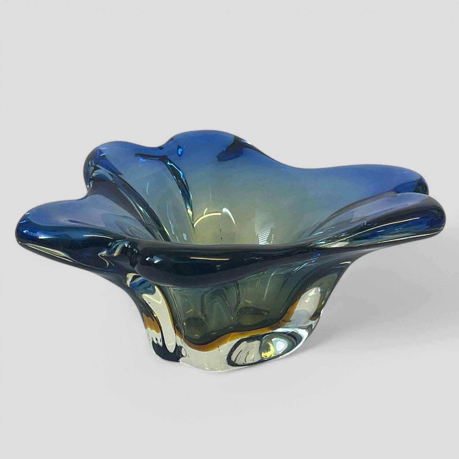 Mid Century Glass Bowl / Ashtray By Hana Machovska For Mstisov Czech Glass