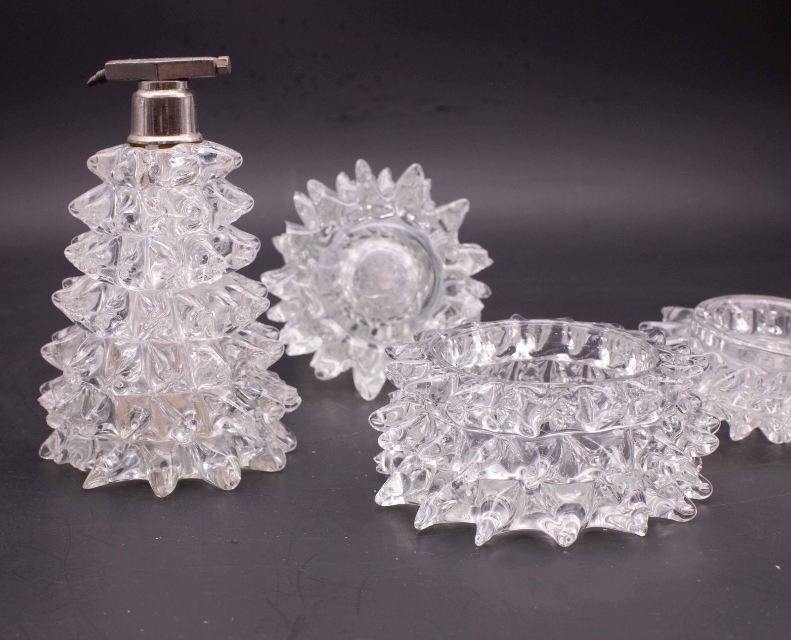 859.0 Set Of 3 Ercole Barovier Rostrato Murano Italian Glass Vase For Barovier & Toso photo
