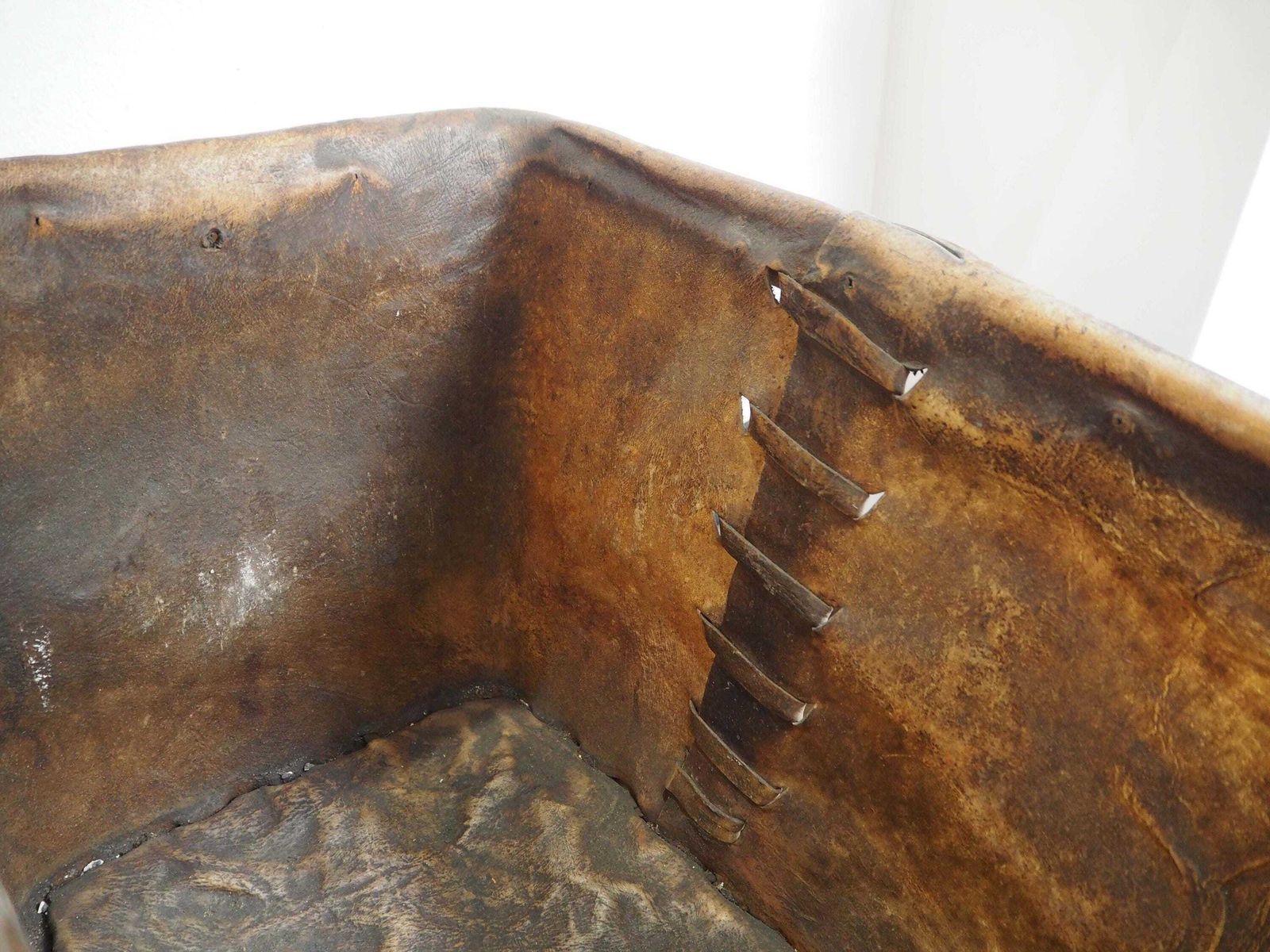 Antique Vintage 19th Century Buffalo Rawhide Mill Bucket / Industrial Factory Bin (Sold Individually) photo for sale
