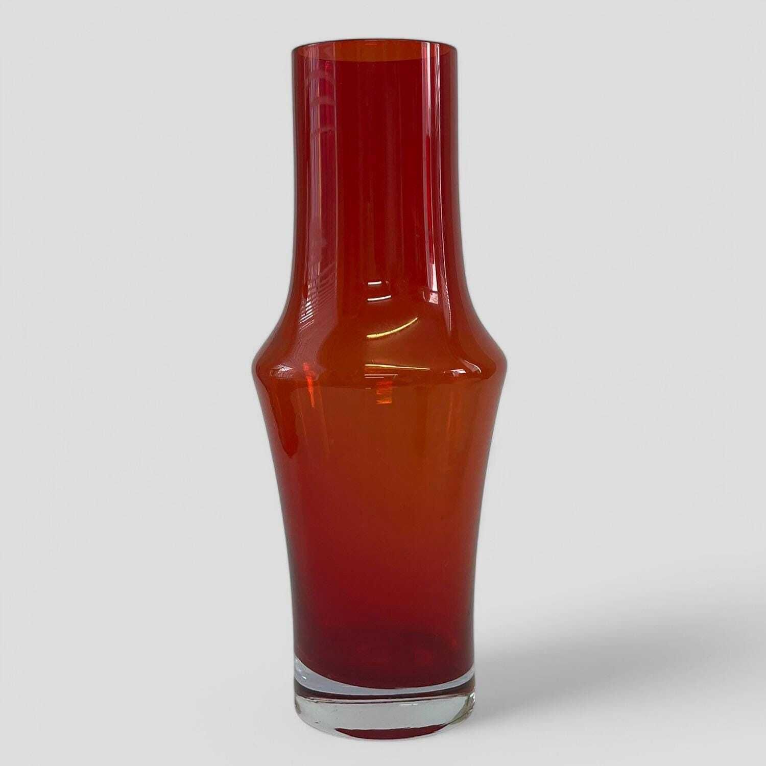 Mid Century Red Art Glass Vase Model 1376 By Tamara Aladin For Riihimaki Finland