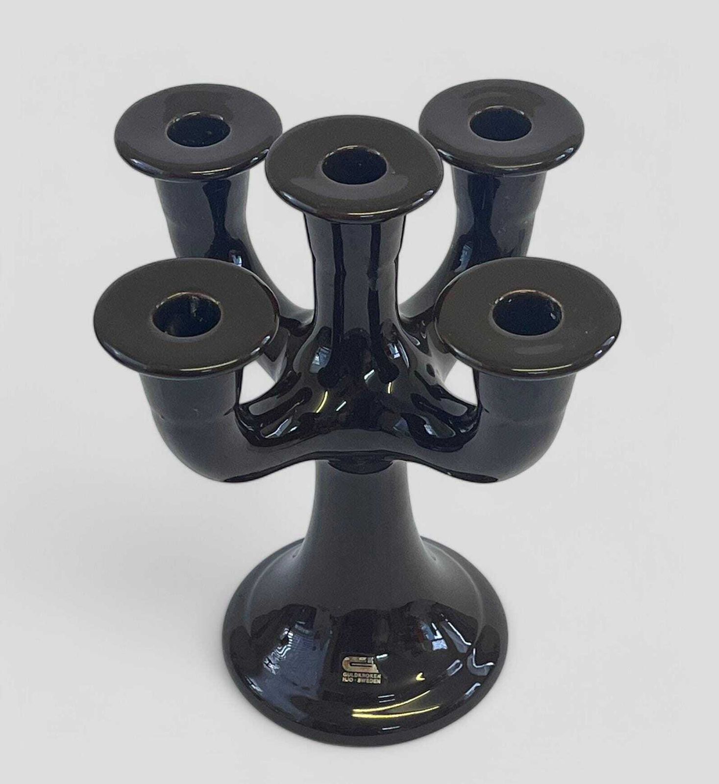 Mid Century Danish Glazed Brown Ceramic Candelabra / Candle Holder By Märta Grunditz For Guldroken Hjo Sweden photo furniture