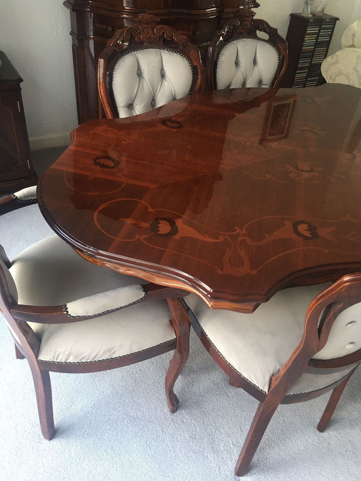 photo vinterior Dining Table With 6 Chairs. Reduced! Italian Inspired Design Upholstered In Grey