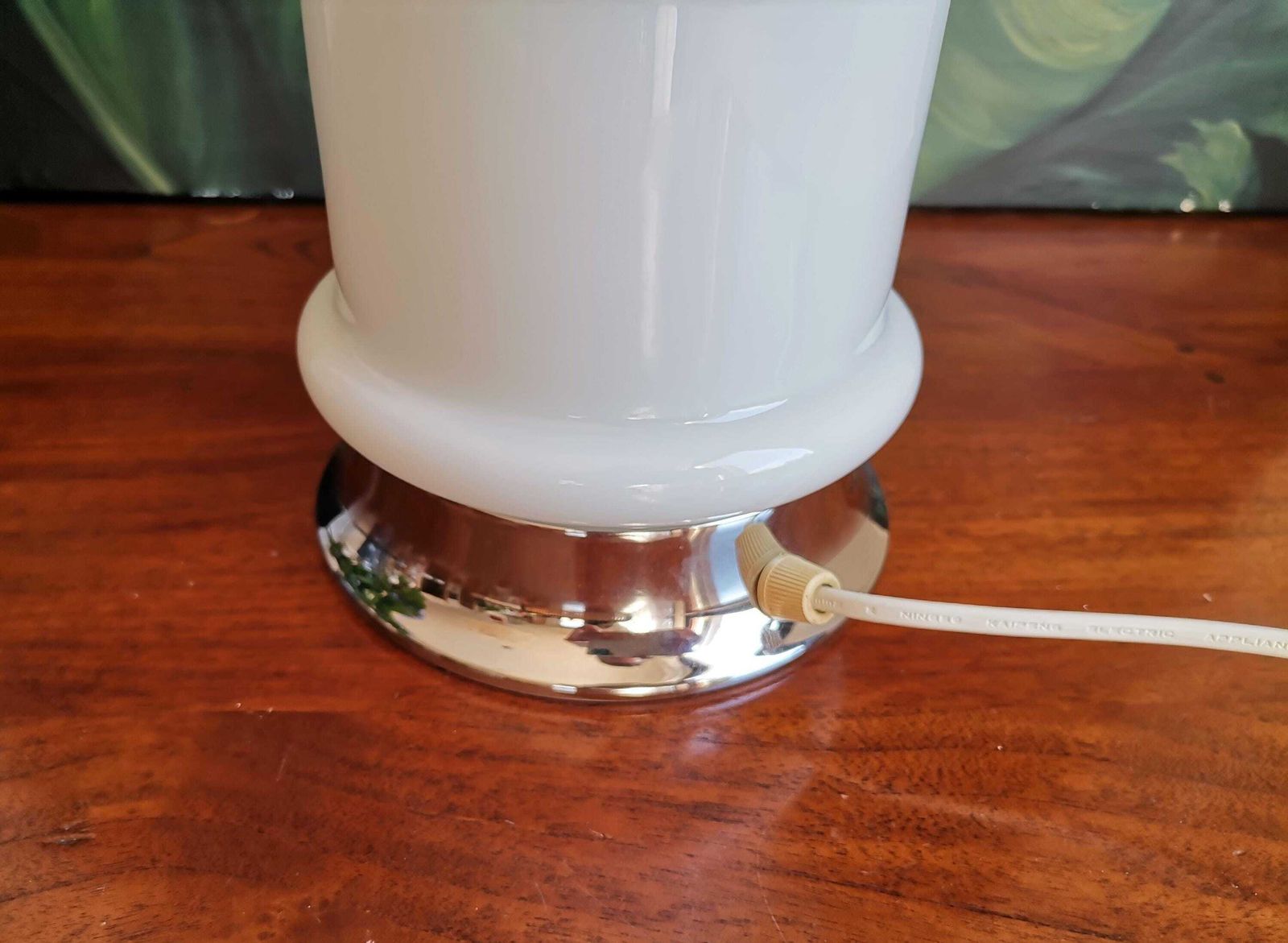 Opaline Glass Space Age Bedside Lamp / Mushroom Table Lamp / 60s 70s Yugoslavia photo vinterior