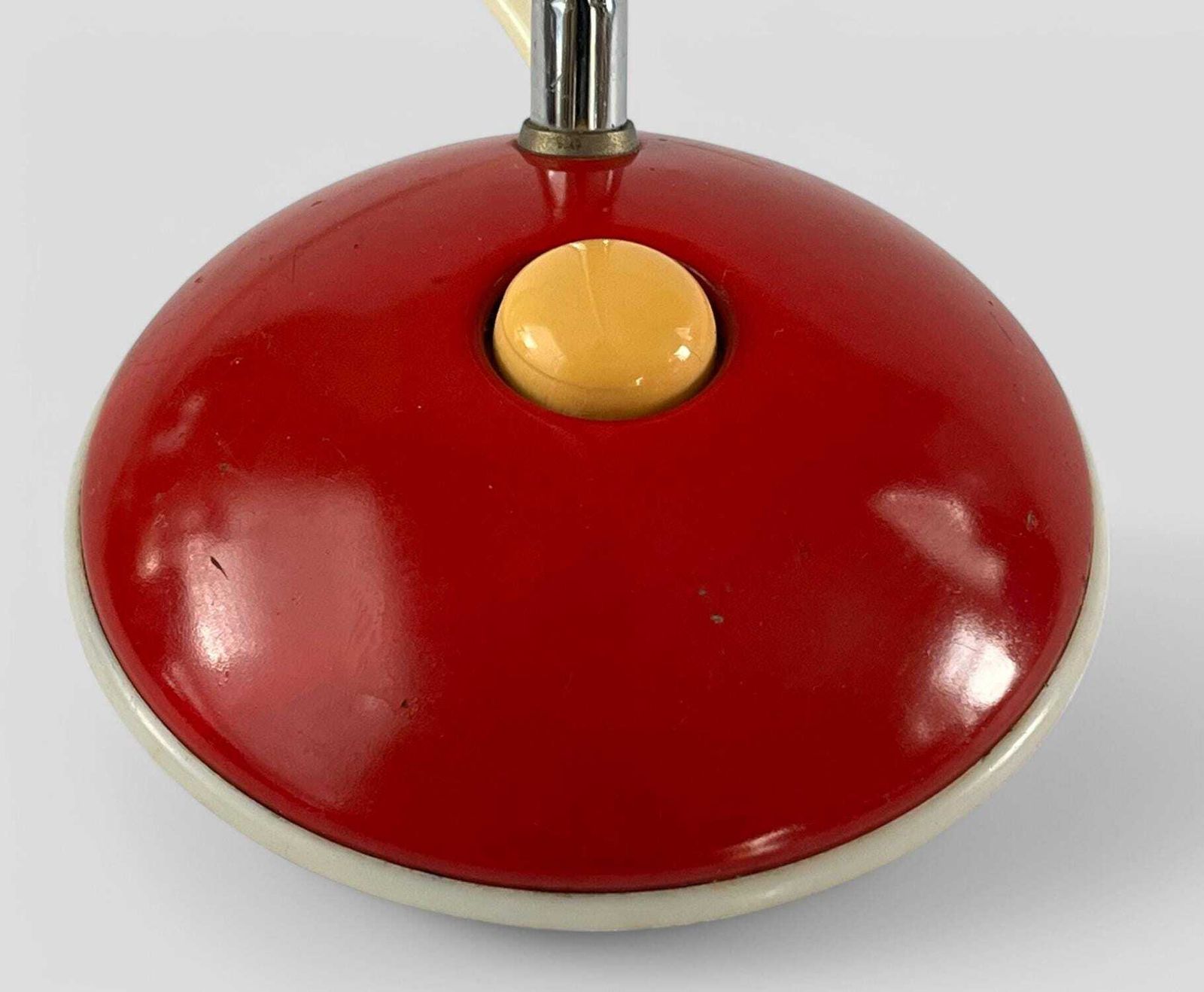 Vintage Mid Century Atomic Style Red Metal Gooseneck Desk Lamp photo vinterior